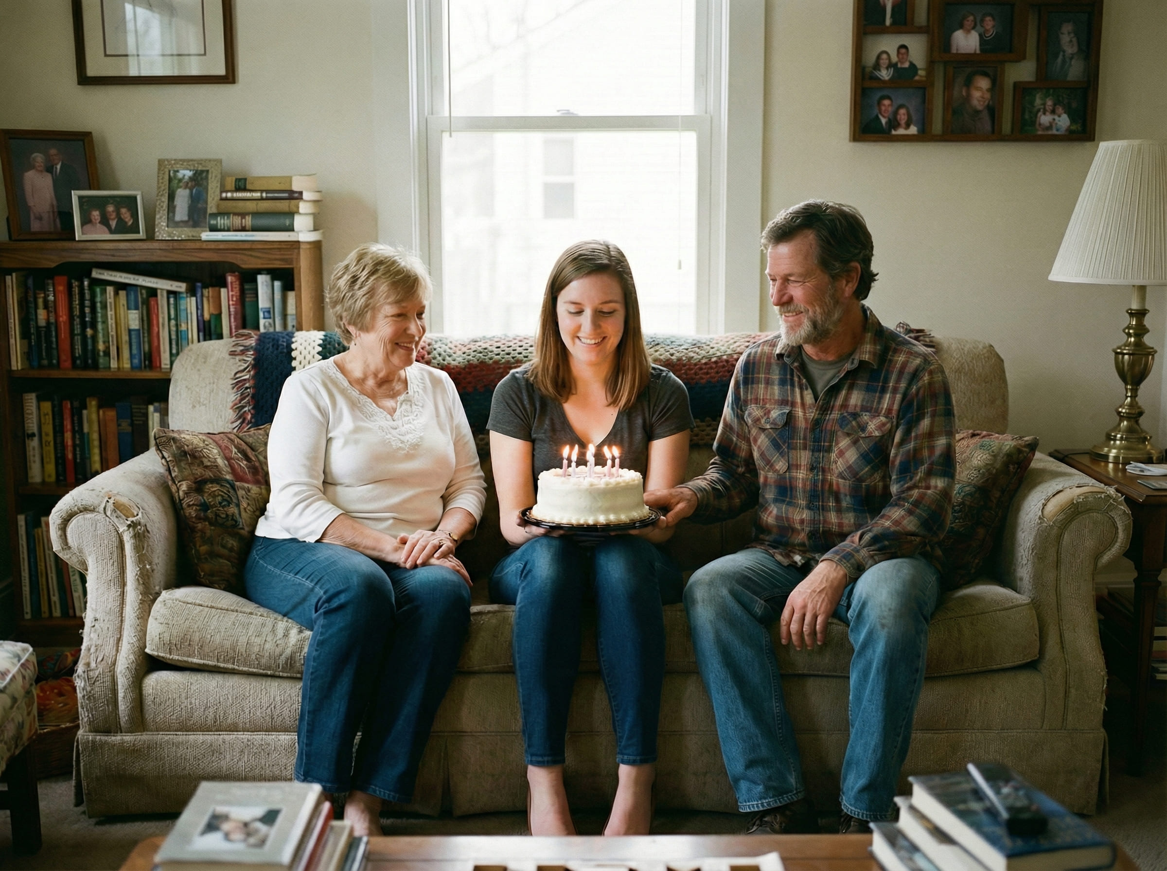 Same printable keepsake scene completed naturally with dad included