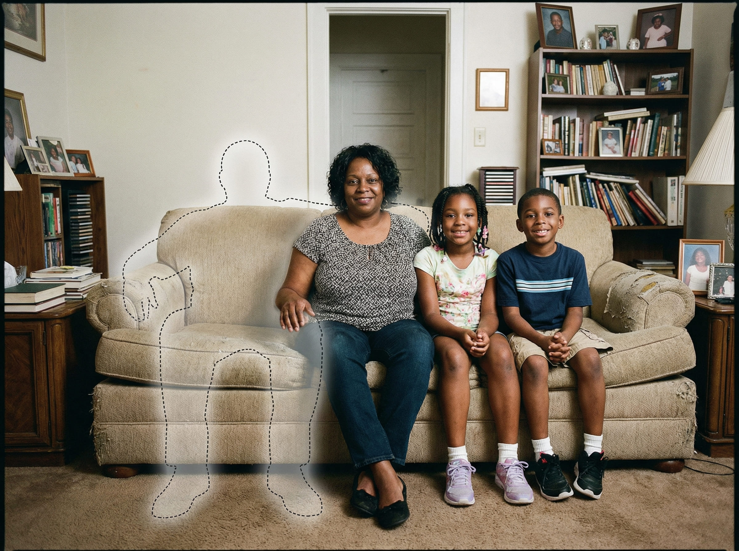 Same scene context image showing original lighting and open space before adding dad